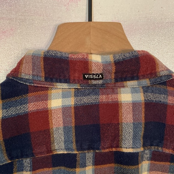 🔥EC🔥VISSLA 100% Cotton Plaid Button Down Collar Flannel Shirt. - Picture 8 of 9